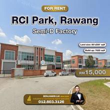 Rci Park, Rawang 1.5 Storey Semi-D Factory For Rent