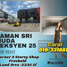 Corner 2 Storey Shop Taman Sri Muda Seksyen 25 Shah Alam Rent