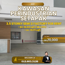 Kawasan Perindustrian Setapak 3.5 storey Semi D Factory For Rent