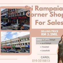 Corner 3 Storey Shop Sri Rampai @setapak For Sales