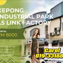 Kepong Industrial Park 1.5 Link factory intermediate unit For Rent 