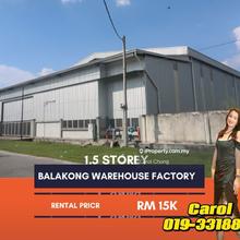 1.5 storey Balakong Warehouse Factory For Rent