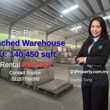 Detached warehouse for rent in kulai 