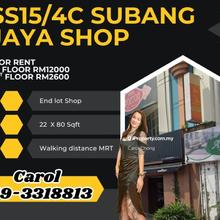 End Lot Subang jaya 3 storey shoplot Shop For rent 