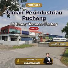 Taman Perindustrian Puchong 1.5 Storey Terrance Factory For Sale