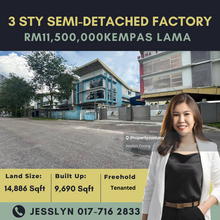 Kempas Lama, 3 Storey Semi-Detached Factory For Sale
