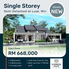 Brand New Single Storey Semi Detached at kan Jia 11 Luak, Miri