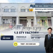 Super Cheap Freehold 1.5 Sty Link Factory @ Bandar Teknologi Kajang