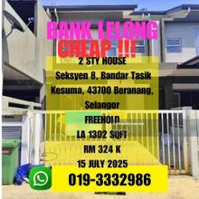 Bank Lelong Freehold 2 Storey Bandar Tasik Kesuma Beranang Selangor