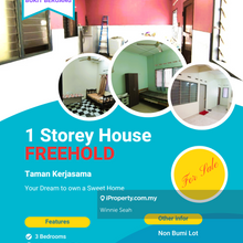 Freehold 1 Storey Terrace house Taman Kerjasama Bukit Beruang for Sale