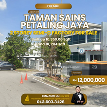 Taman Sains Petaling Jaya 2 Storey Semi-D Factory for Sale 