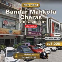 3 Story shoplot for rent @ Bandar Mahkota Cheras