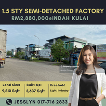 Indah Kulai Industrial, 1.5 Storey Semi-Detached Factory For Sale