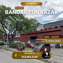 Corner 1.5sty Factory Bandar Tun Razak for Sale