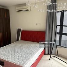 Furnished studio unit with view over landed homes and greenery