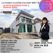 1.5 storey Cluster Factory at Setia Business Park 2, Kempas for Sale