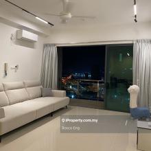 High floor unit balcony with bathtub