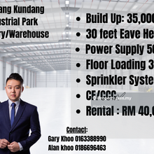 Rawang Kundang Industrial Park Detached Factory Bu 35ksf Tnb 500amp