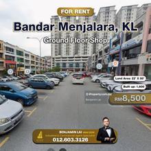 Bandar Menjalara, KL Ground Floor Shop For Rent