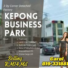 3 Sty Corner detached factory Kepong Business Park Segambut For Sales