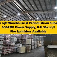 Warehouse Perindustrian Subang, 56k built up, 600amp power supply