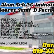 3.5 Storey Semi Detached Factory Shah Alam Sek 25 industrial