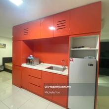 Partly furnished,non bumi,studio,free parking,no balcony,mid floor