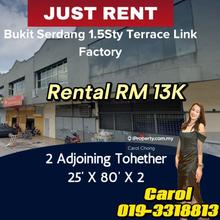 Adjoinning bukit serdang 1.5 storey terrace link factory For Rent