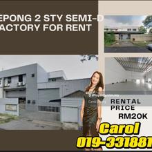 Kepong Metro Perdana 2 storey @ Semi-d factory For Rent