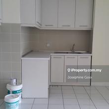 One room apartment with kitchen cabinet and air-conditioner.