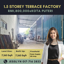 Kota Puteri, Masai 1.5 Storey Terrace Factory For Sale