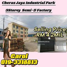 Cheras Jaya Industrial Park 3 storey Semi Detached lot 