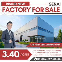 Brand New Senai 109,000 sqft 1.5 Storey Detached Factory for Sale