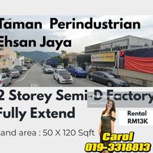 Fully Extend Taman Perindustrian Ehsan Jaya 2 Storey Semi-D Factory 
