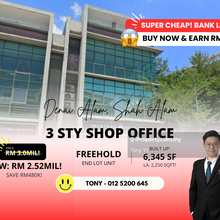 Earn Rm480k! Bank Lelong 3 Storey Shop Office @ Denai Alam Shah Alam
