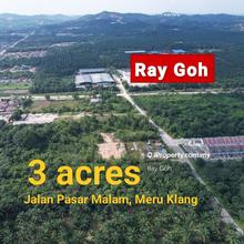 Jalan Pasar Malam, Meru Klang, 3 acres Agriculture Land for Sale 