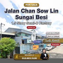 Jalan Chan Sow Lin, Sungai Besi 1.5 Story Semi-D Factory For Sale