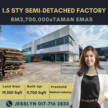 Taman Emas,  1.5 Storey Semi-Detached Factory For Sale