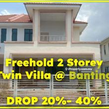 Belowmarket 95k Freehold 2 Storey Service Twin Villa @ Banting