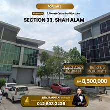 Section 33 , Shah Alam  3-Storey Corner Detached Factory For Sale