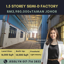 Kawasan Perindustrian Taman Johor, 1.5 Storey Semi-D Factory For Sale