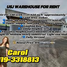 Limited Subang  USJ 1 Warehouse For Rent