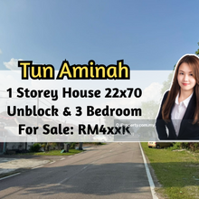 Tun Aminah, 1 Storey House 22x70, Unblock, 3 Bedroom, Intermediate