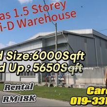 Cheras Jalan Kuari 1.5 storey Semi-D Warehouse Factory For Rent