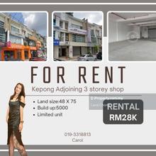 Taman Usahawan Kepong 3 Storey Adjoining Shop Lot For Rent 