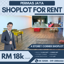 Permas Jaya Build Up 10,080 sqft 4 Storey Corner Shoplot for Rent