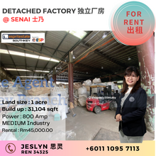 1.5 Storey Detached Factory @ Jln Cyber,Senai Fasa 3, Senai for Rent