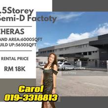 Cheras Jalan Kuari 1.5 storey Semi-D Warehouse Factory For Rent