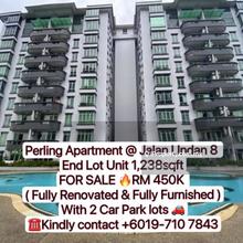 Perling Apartment @ Jalan Undan 8 Endlot Unit Renovated For Sale