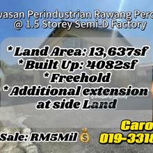 Kawasan  Perindustrian Rawang Perdana 1.5 storey Semi-D Factory 